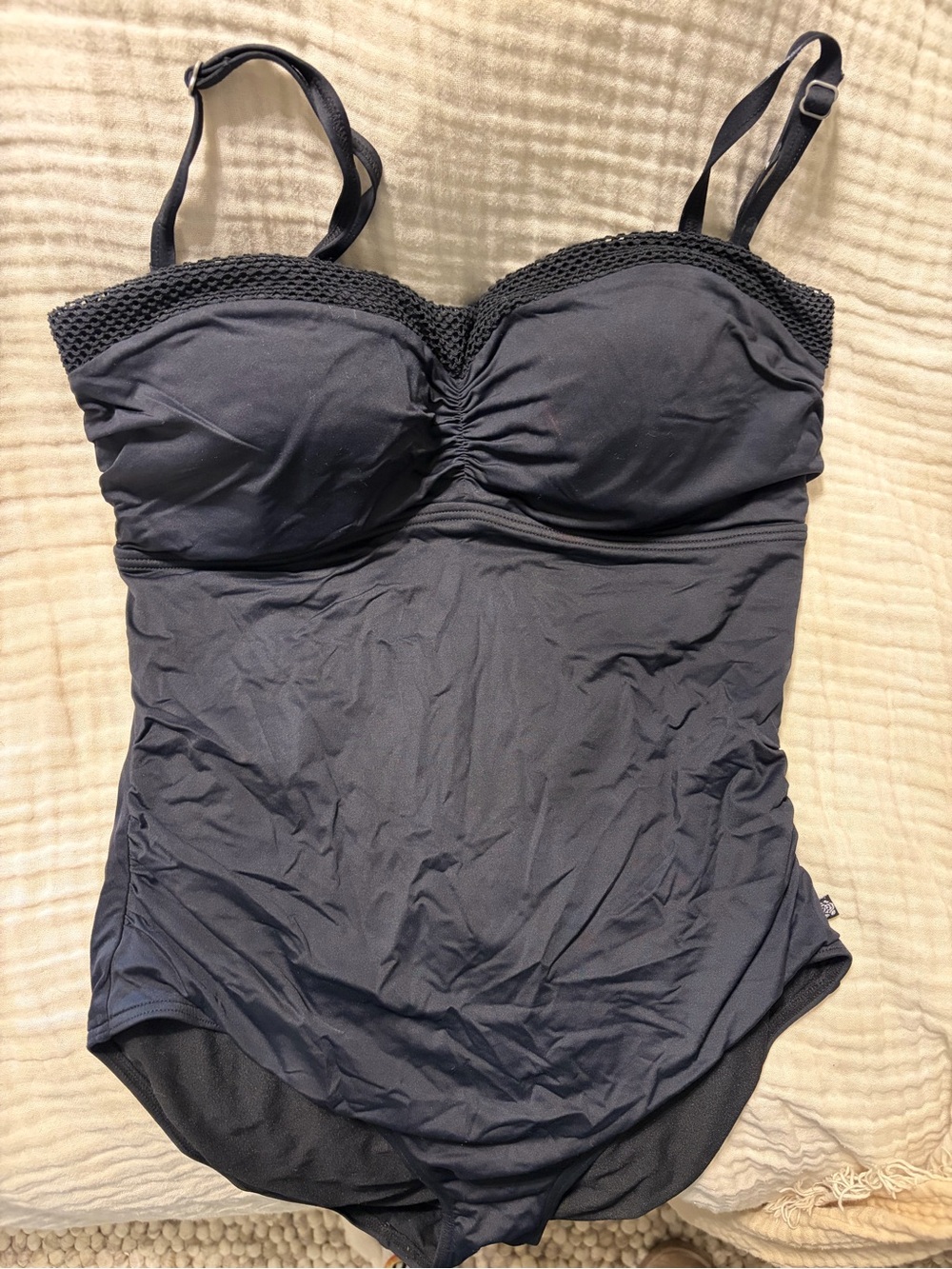 La Vie En Rose Black Ruched Support One-Piece Swimsuit.